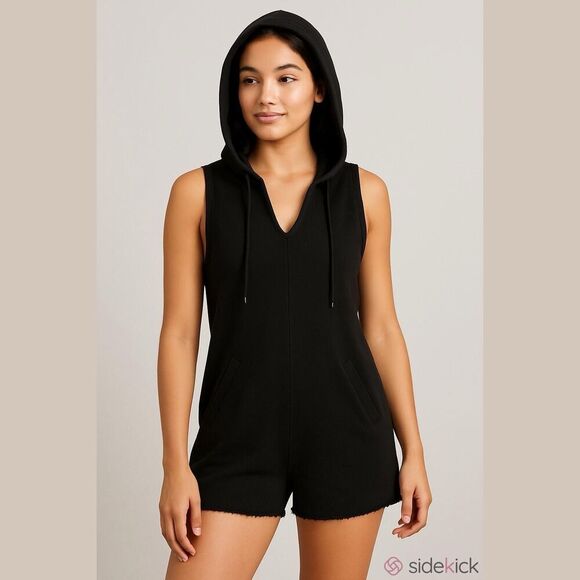 Urban Outfitters Romper Black M Medium Out From Under Athletic Womens Hooded - Picture 3 of 3